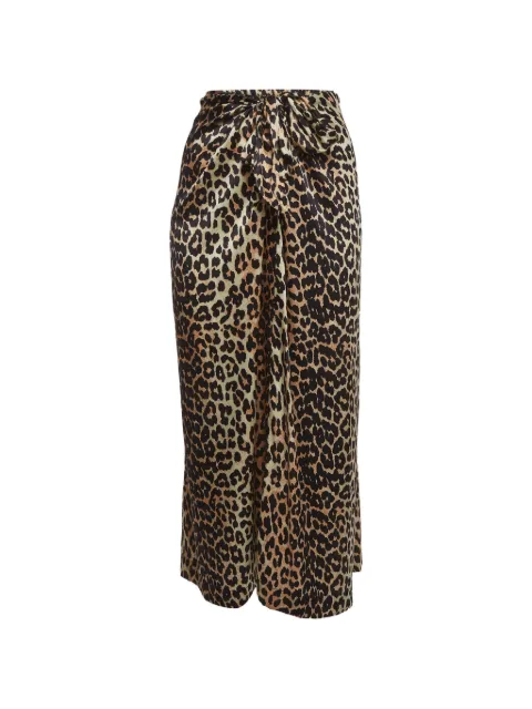 GANNI leopard-print knot-detail skirt Neutrals 1323448