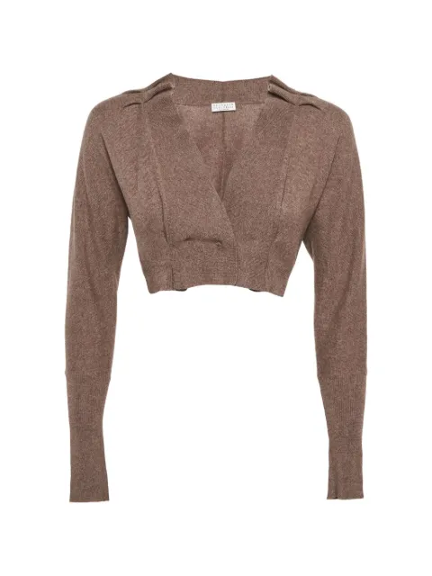 Brunello Cucinelli Vintage cropped knit cardigan Brown 1306911