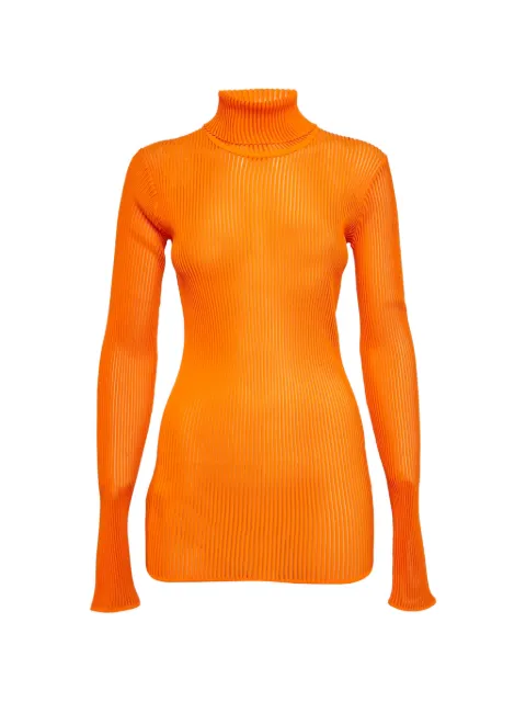 Victoria Beckham rib knit sheer sweater Orange 1268968
