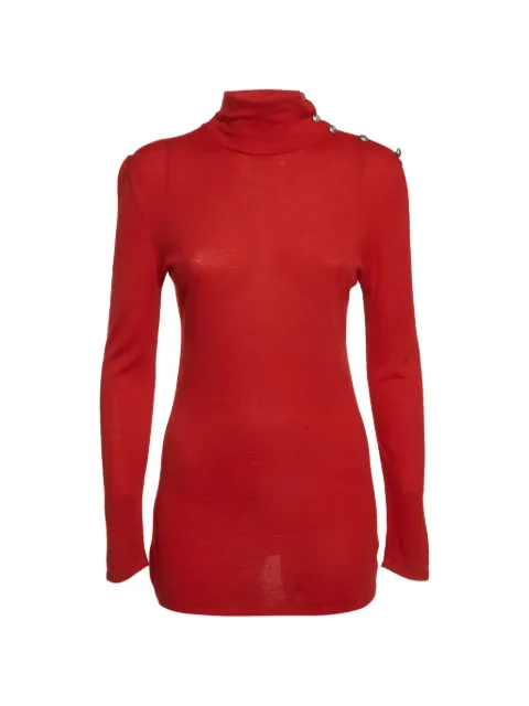 Balmain Pre-Owned button-detail roll-neck knit Red 1296055