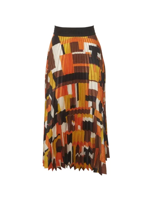 Carolina Herrera Vintage abstract-print pleated midi skirt Orange 1341037