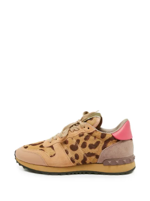 Valentino Garavani Pre-Owned Rockrunner leopard-print sneakers Neutrals 1342447