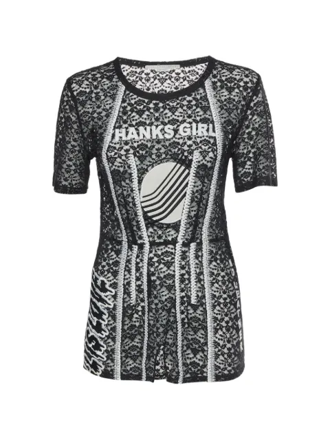 Stella McCartney Pre-Owned lace graphic-print T-shirt Black 1336317