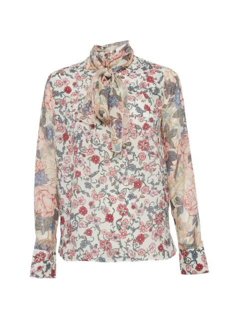 See By Chloé Vintage floral-print neck-tie blouse Neutrals 1313376