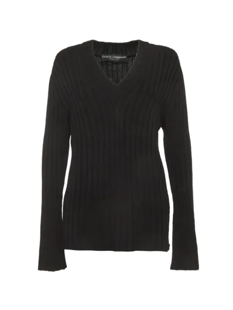Dolce & Gabbana Pre-Owned ribbed knit V-neck sweater Black 1313090