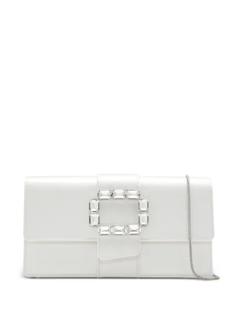 Manolo Blahnik Maycapjou crystal-buckle clutch bag White 4252236