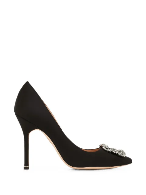 Manolo Blahnik Hangisi crystal-buckle pumps Black 9XX0664