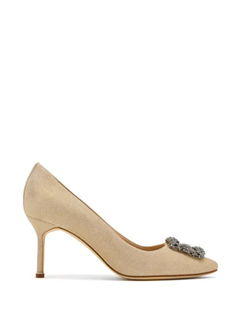 Manolo Blahnik Hangisi crystal-buckle pumps Neutrals 9XX0711