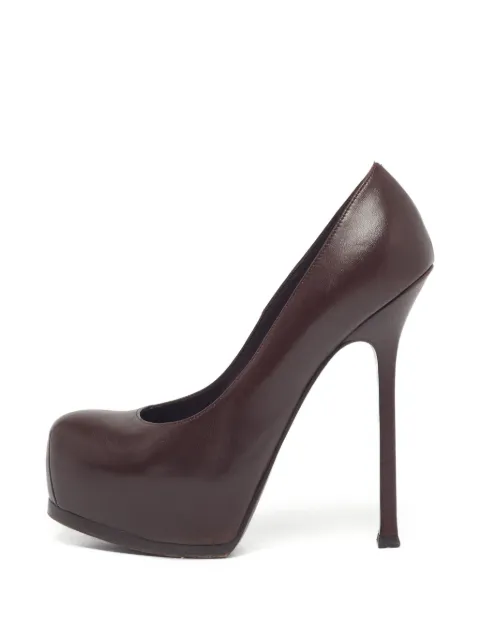 Saint Laurent Pre-Owned Tribtoo leather platform pumps Brown 1288883