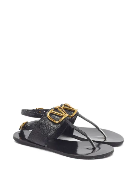 Valentino Garavani Pre-Owned VLogo leather flat sandals Black 1359447