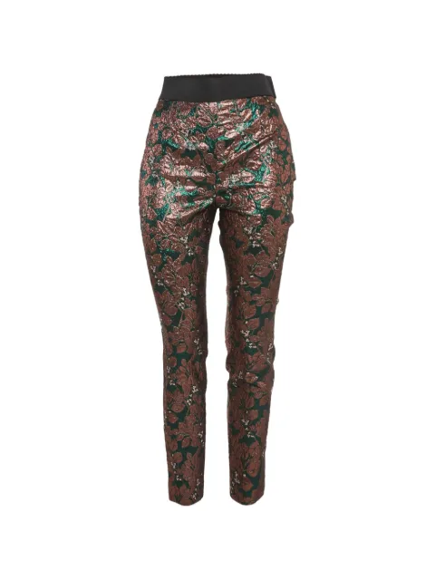 Dolce & Gabbana Pre-Owned flower-jacquard trousers Brown 1303202