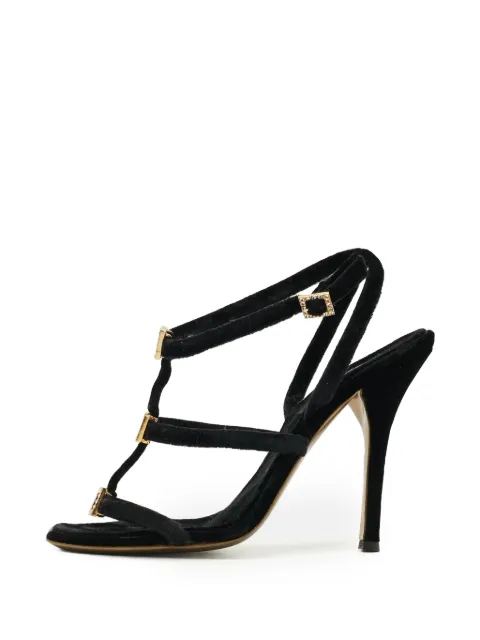 Roberto Cavalli Vintage crystal-embellished velvet sandals Black 1302005