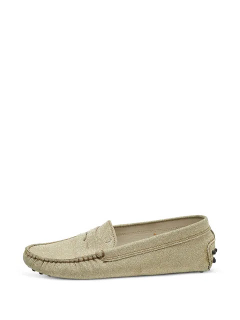 Tod's Vintage Gommino glitter-embellished loafers Gold 1259429