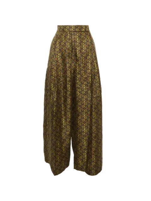 Max Mara printed side-slit cropped palazzo pants Green 1300293