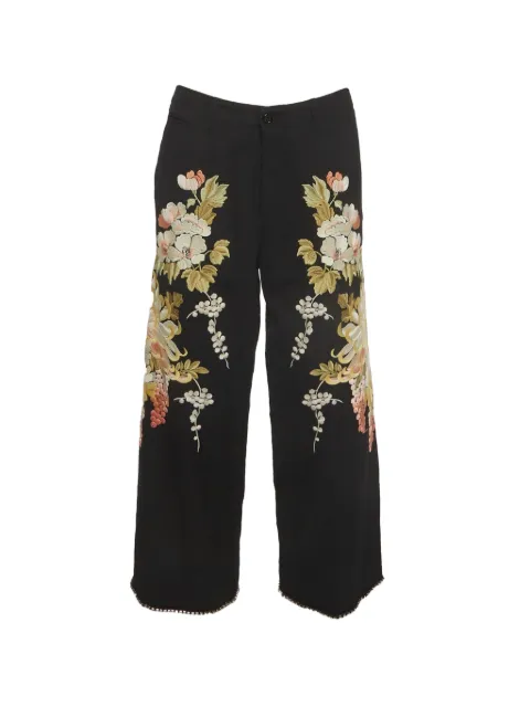 Gucci Pre-Owned floral-embroidered trousers Black 1293628