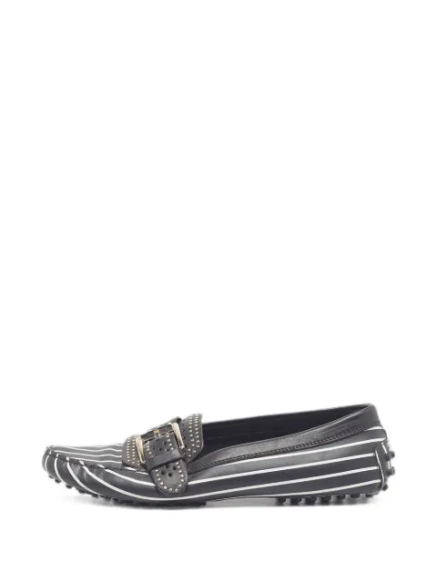 Tod's Vintage stripe-print studded loafers Black 1325398