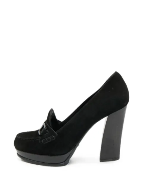 Tod's Vintage suede block-heel pumps Black 1265120