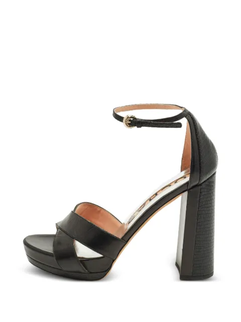 Rochas lizard-embossed ankle-strap sandals Black 1288841