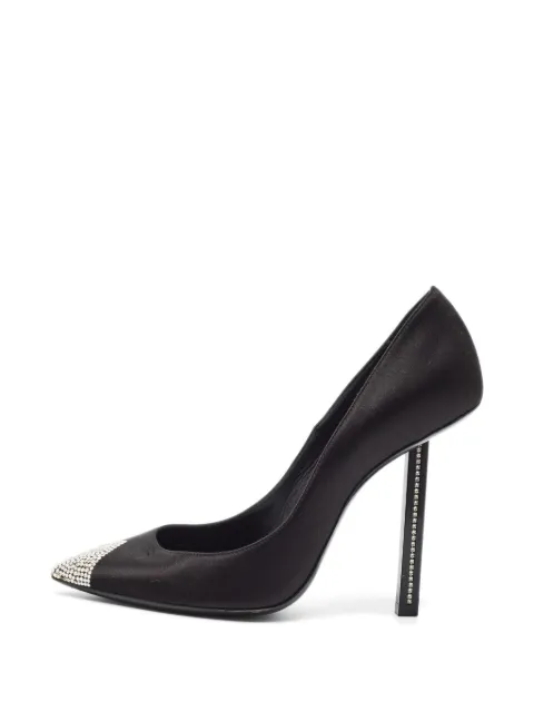 Saint Laurent Pre-Owned Tower crystal-embellished heeled pumps Black 1340766