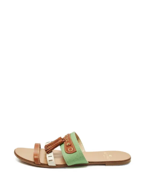 Etro Pre-Owned fringe leather slides Neutrals 1303714