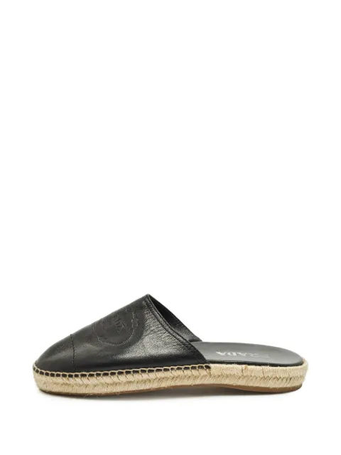 Prada Pre-Owned embossed-logo espadrille mules Black 1300416