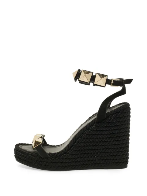 Valentino Garavani Pre-Owned Roman Stud wedge espadrilles Black 1295659