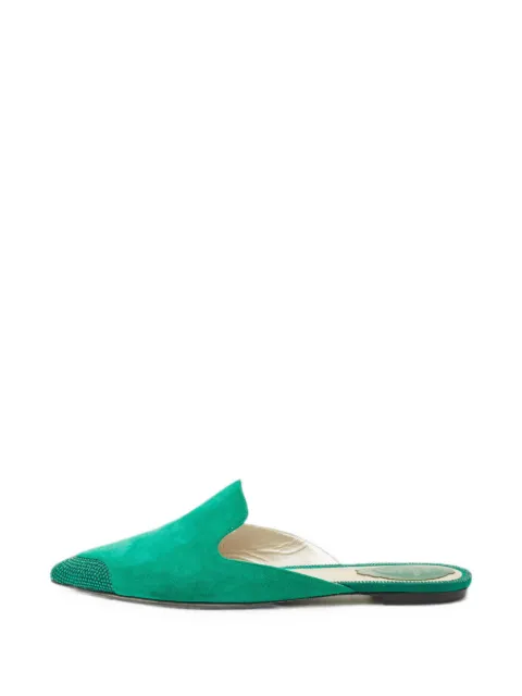 René Caovilla crystal-embellished suede mules Green 1268220