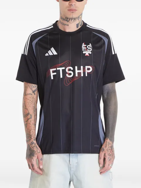 adidas x Footshop Euro Style Cup pinstripe-print T-shirt Black IK2251