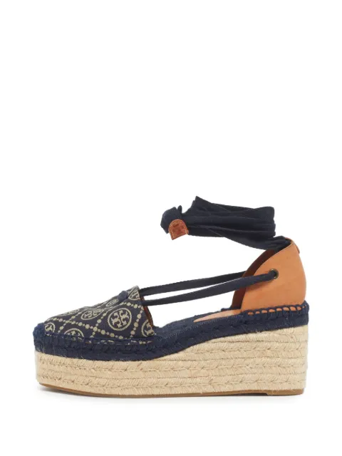 Tory Burch denim wedge espadrille sandals Blue 1293204