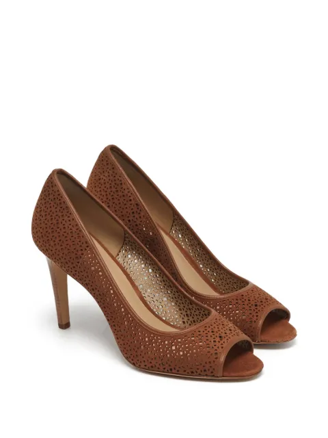 Tory Burch Elinor laser-cut suede heeled pumps Brown 1261587