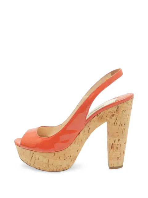 Prada Pre-Owned platform peep-toe pumps Orange 1357027