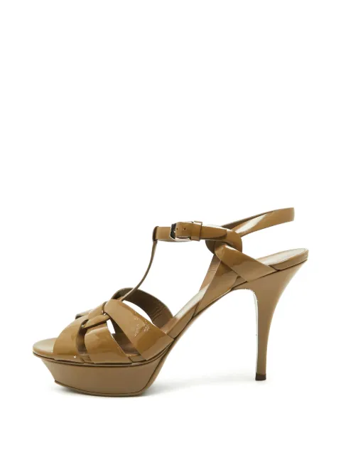 Saint Laurent Pre-Owned Tribute patent leather platform sandals Neutrals 1351328