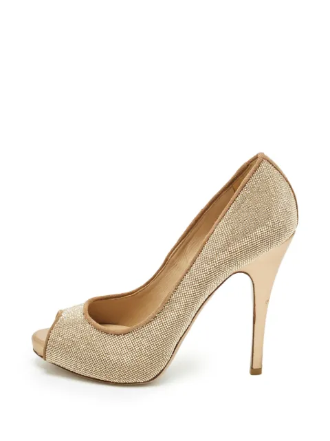Valentino Garavani Pre-Owned peep-toe suede heeled pumps Gold 1300320