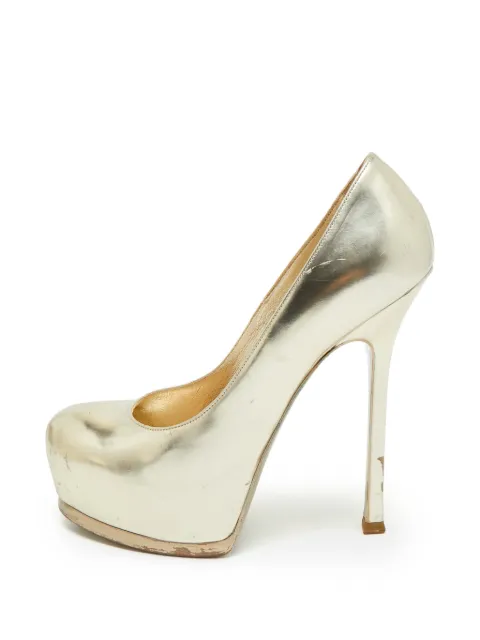 Saint Laurent Pre-Owned Tribtoo platform pumps Gold 1363842