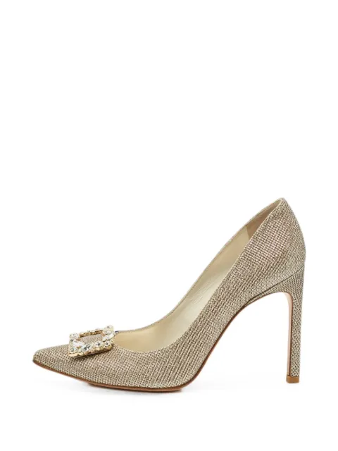 Stuart Weitzman crystal-embellished buckle pumps Gold 1310771