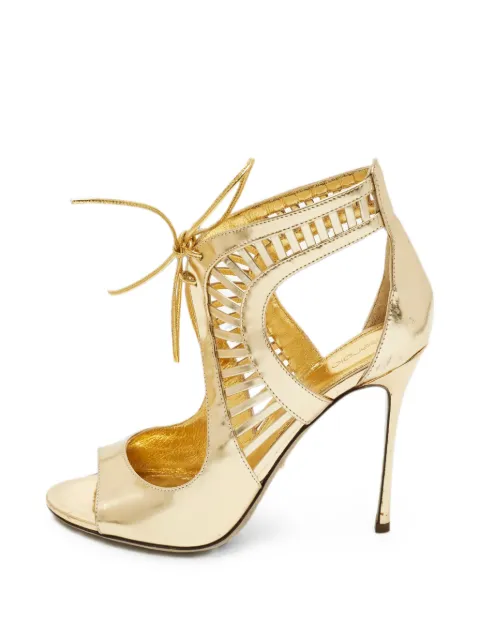 Sergio Rossi Vintage lace-up leather sandals Gold 1288781