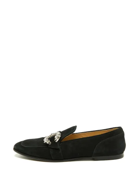 Jimmy Choo Pre-Owned Mani crystal-buckle loafers Black 1347991