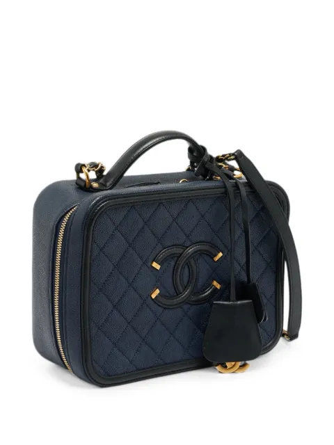 CHANEL Pre-Owned large Filigree quilted cross body bag Blue 1317044