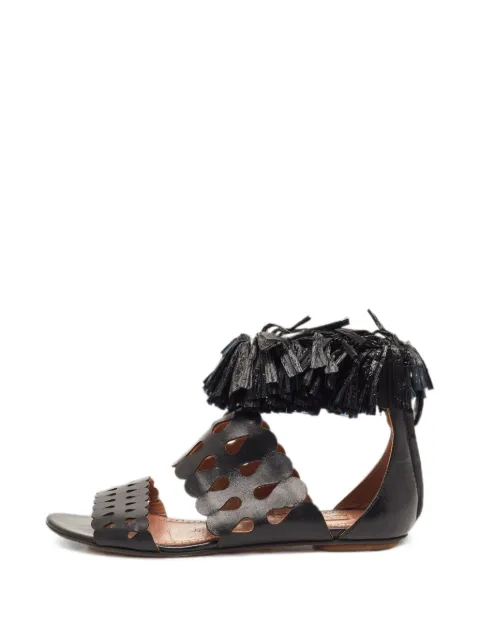Alaïa Pre-Owned cut-out fringe sandals Black 1318618