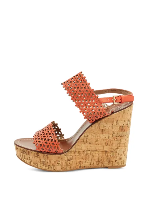 Tory Burch Daisy perforated wedge sandals Orange 1262589