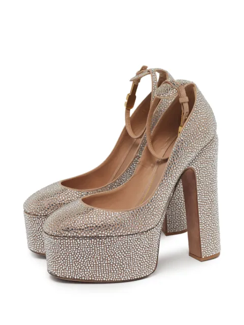 Valentino Garavani Pre-Owned Tan-Go crystal-embellished heeled pumps Silver 1285854