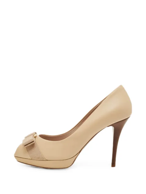 Ferragamo Pre-Owned Vara-bow peep-toe pumps Neutrals 1294277
