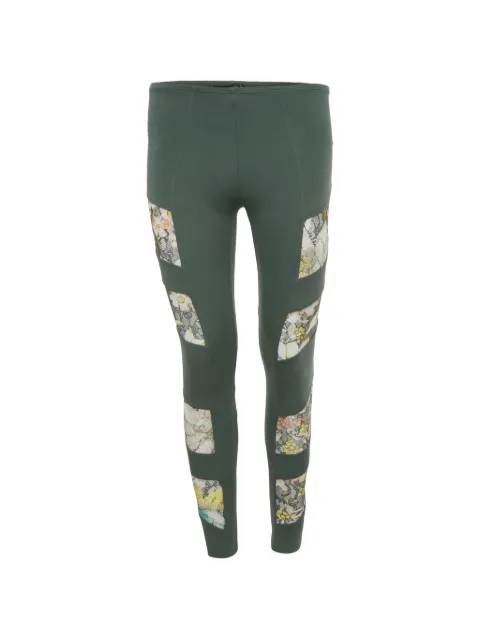 Etro Pre-Owned floral-lace panel leggings Green 1262407