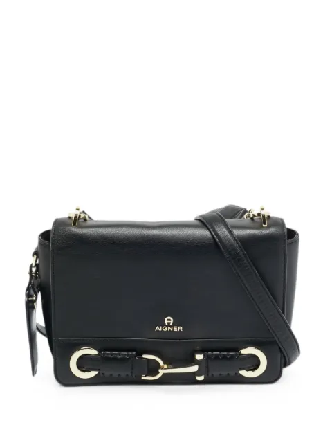 Aigner Vintage flap leather shoulder bag Black 1286798