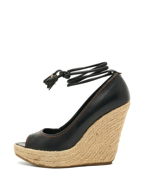 Sergio Rossi ankle-tie peep-toe wedge pumps Black 1311085