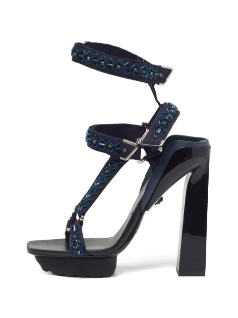 Versace Pre-Owned crystal-embellished ankle-strap sandals Blue 1307001