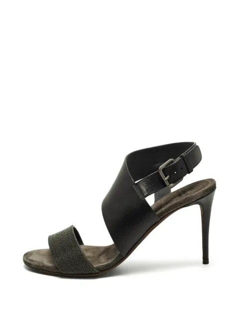 Brunello Cucinelli Vintage Monili-embellished ankle-strap sandals Black 1299906