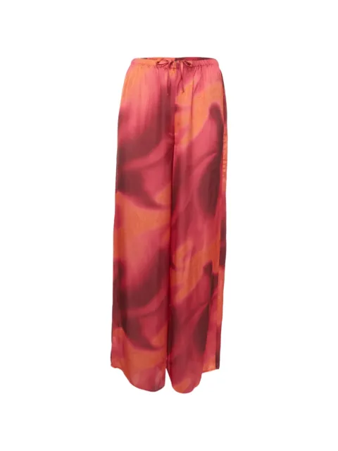 Les Rêveries abstract-print satin trousers Red 1331098