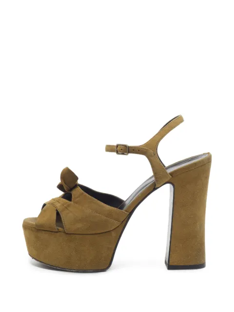Saint Laurent Pre-Owned bow-detail sandals Brown 1330557