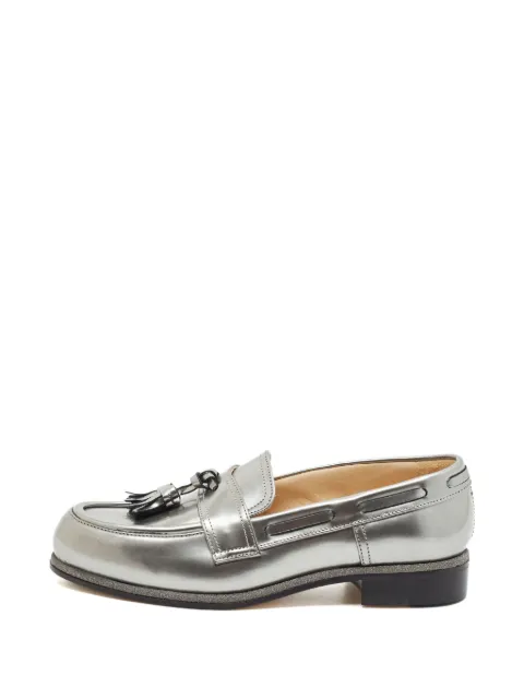Jimmy Choo Pre-Owned tassel leather loafers Silver 1352639